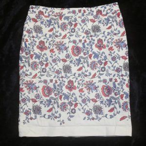 Loft Size 10 Floral Lined Pencil Skirt Pink Beige Blue